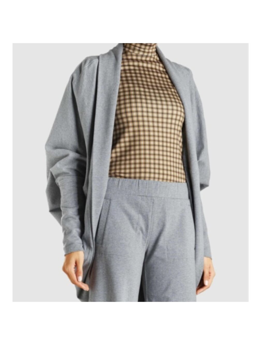 Norma Kamali Cocoon Batwing Cardigan Oversized Open Front Heathered Gray Size S